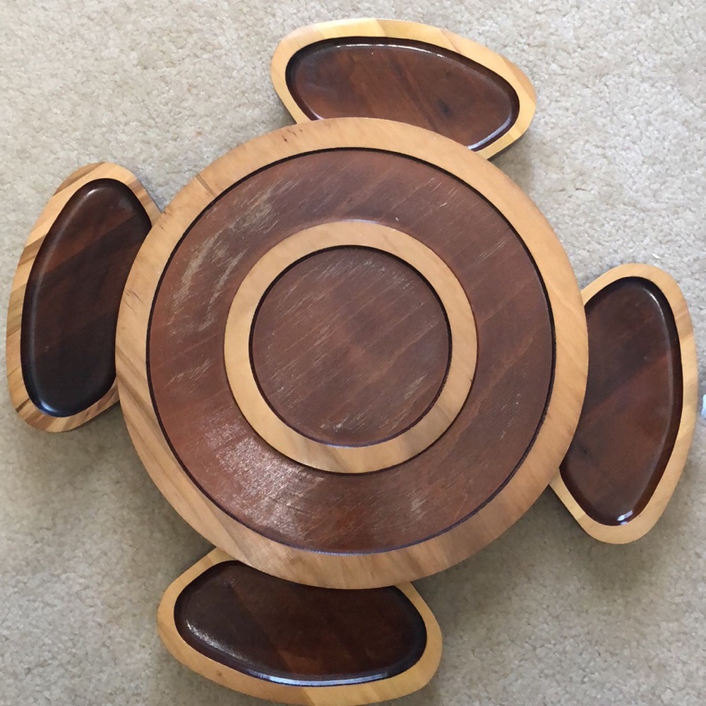 Vintage Mid-Century Modern,16" Wood Lazy Susan w/ Pull-Out 25"